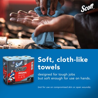 Scott Shop Towels Original, 9.4" x 11", Blue, 55 Sheets/Roll, 6 Rolls/Pack (75180)