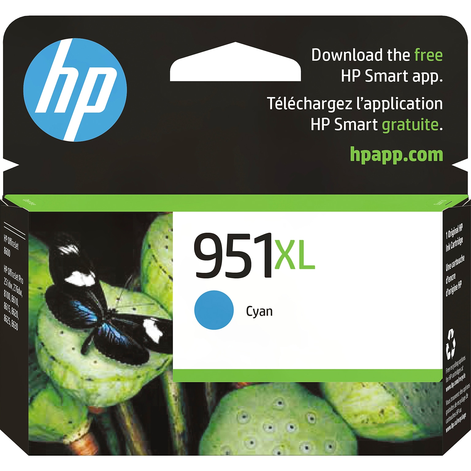 HP 951XL Cyan High Yield Ink Cartridge, Prints Up to 1,500 Pages (CN046AN#140)