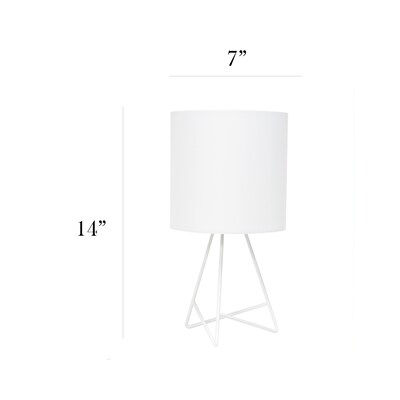 Simple Designs Down to the Wire Table Lamp Fabric Shade, White with White Shade (LT2066-WOW)