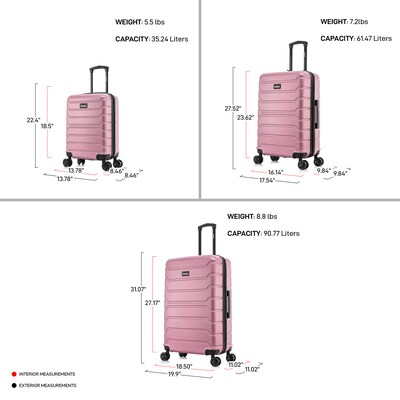 InUSA Trend Plastic 3-Piece Luggage Set, Rose Gold (IUTRESML-ROS)