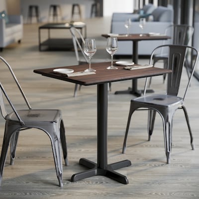 Flash Furniture Acadia Wooden Dining Table with X-Base, 23.75"D x 29.75"W, Dark Brown/Black Base (ST2430WBRT2222)