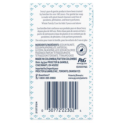 Ivory Gentle Bar Soap, Original Scent, 3.17 oz., 3 Bars/Pack, 24 Packs/Carton (12364)
