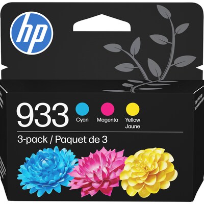 HP 933 Cyan/Magenta/Yellow Standard Yield Ink Cartridge, 3/Pack (N9H56FN#140)