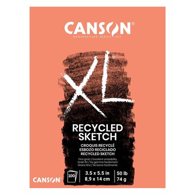 Canson XL Series 3.5" x 5.5" Recycled Sketch Pad, 100 Sheets/Pad, 3/Bundle (MCXC100510920-3)