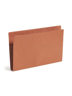 Smead Extra Wide Recycled Reinforced File Pocket, 3" Expansion, Legal Size, Dark Brown/Redrope, 10/Box (74681)