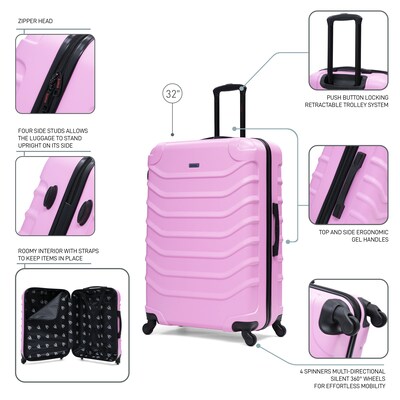 InUSA Endurance 33.27" Hardside Suitcase, 4-Wheeled Spinner, TSA Checkpoint Friendly, Pink (IUEND00XL-PNK)