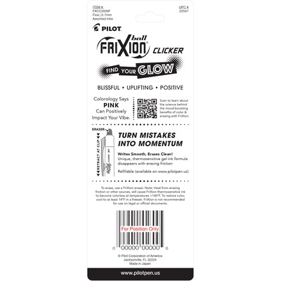 Pilot FriXion Clicker Vibe Erasable Gel Pens, Fine Point, 0.7mm, Assorted Ink, 3/Pack (22547)