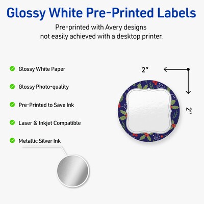 Avery Circle Multipurpose Labels, 2 Dia., White, 120/Pack (19479370628)
