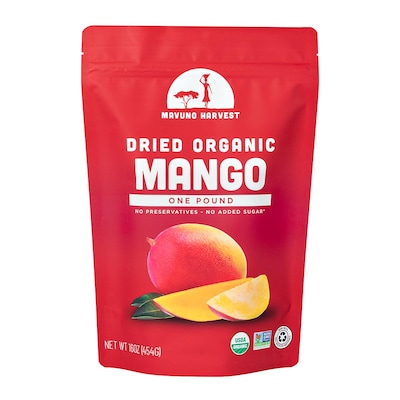 Mavuno Harvest Gluten Free Organic Dried Mango Fruit Snacks, 1 lb. Bag (MAHW-MNG1LB)