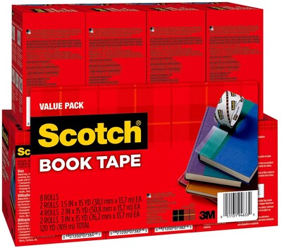 Scotch® Book Tape Value Pack, 8 Rolls (845-VP)
