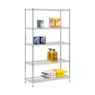 Honey-Can-Do 5-Tier Heavy-Duty Adjustable Shelving Unit with 800-lb Shelf Capacity, 18W, Chrome (SH