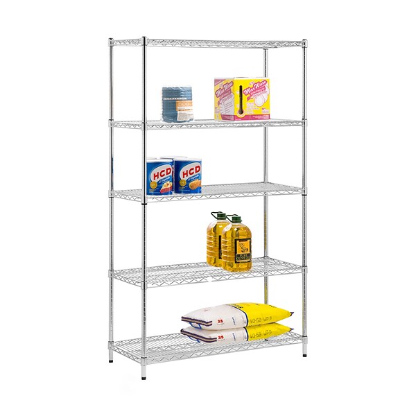 Honey-Can-Do 5-Tier Heavy-Duty Adjustable Shelving Unit with 800-lb Shelf Capacity, 18W, Chrome (SHF-01441)