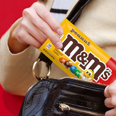 M&M's Share Size Peanut Milk Chocolate Pieces, 3.27 oz., 24 Bags/Box (MMM04432)