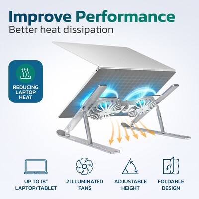 Purely F82 Cooling Fan Height-Adjustable 18" Collapsible/Portable Laptop Stand, 1 USB Port (PLSF82)
