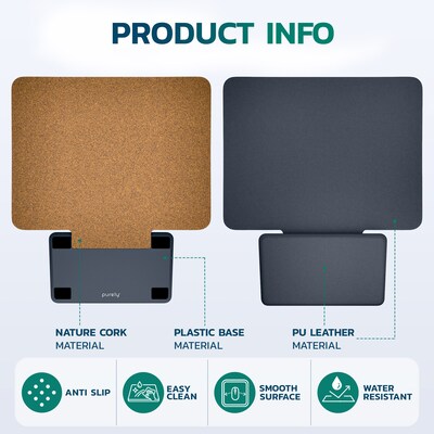 Purely MP78 Mouse Pad with Ergonomic Magnetic Wrist Rest, Black (PCCMP78BK)