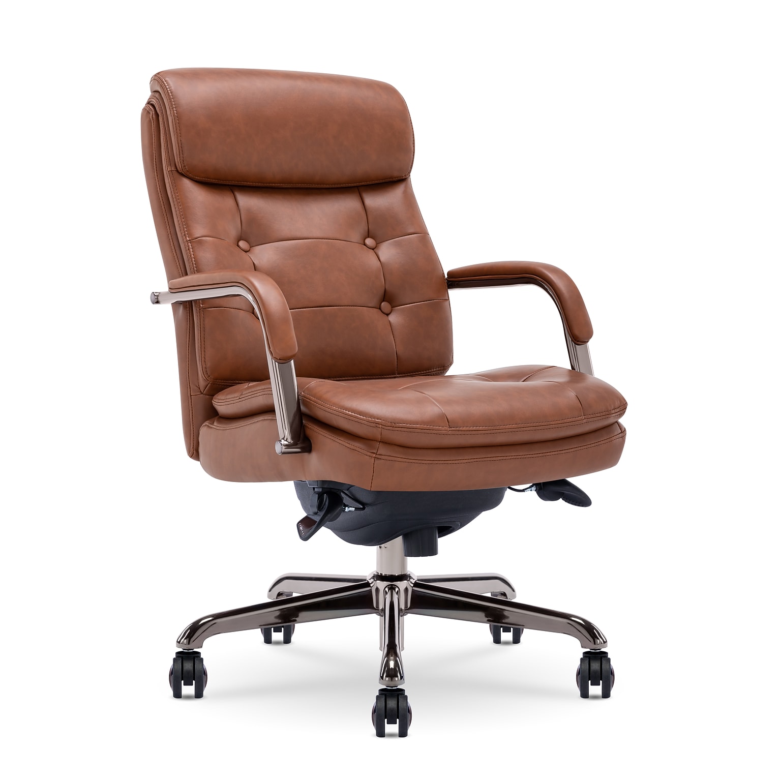La-Z-Boy Sonata Ergonomic Bonded Leather Swivel Executive Chair, Cognac and Graphite (CCHR10014C)
