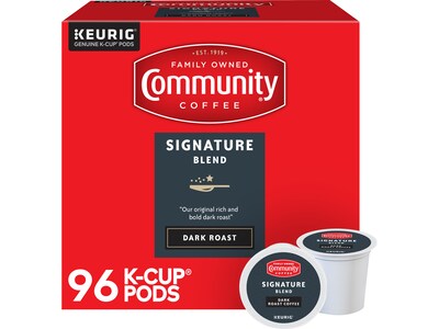 Community Coffee Signature Blend Coffee Keurig® K-Cup® Pods, Dark Roast, 96/Carton (5000374328CT)