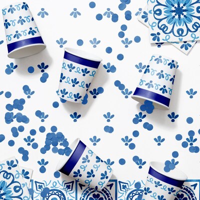Creative Converting Blue Willow Party Paper Cups, Blue/White, 32/Pack (DTC365103CUP)