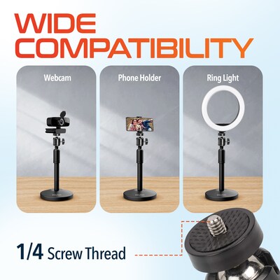 Delton T301 360° Webcam Stand, Camera Stand for Video Calls/Streaming/Recording, Black (DCT301)