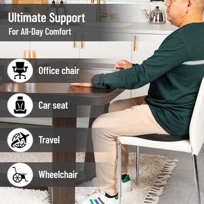 Mind Reader Ergonomic Memory Foam Seat Cushion with Cooling Core, Black (DOSEATCG-BLK)