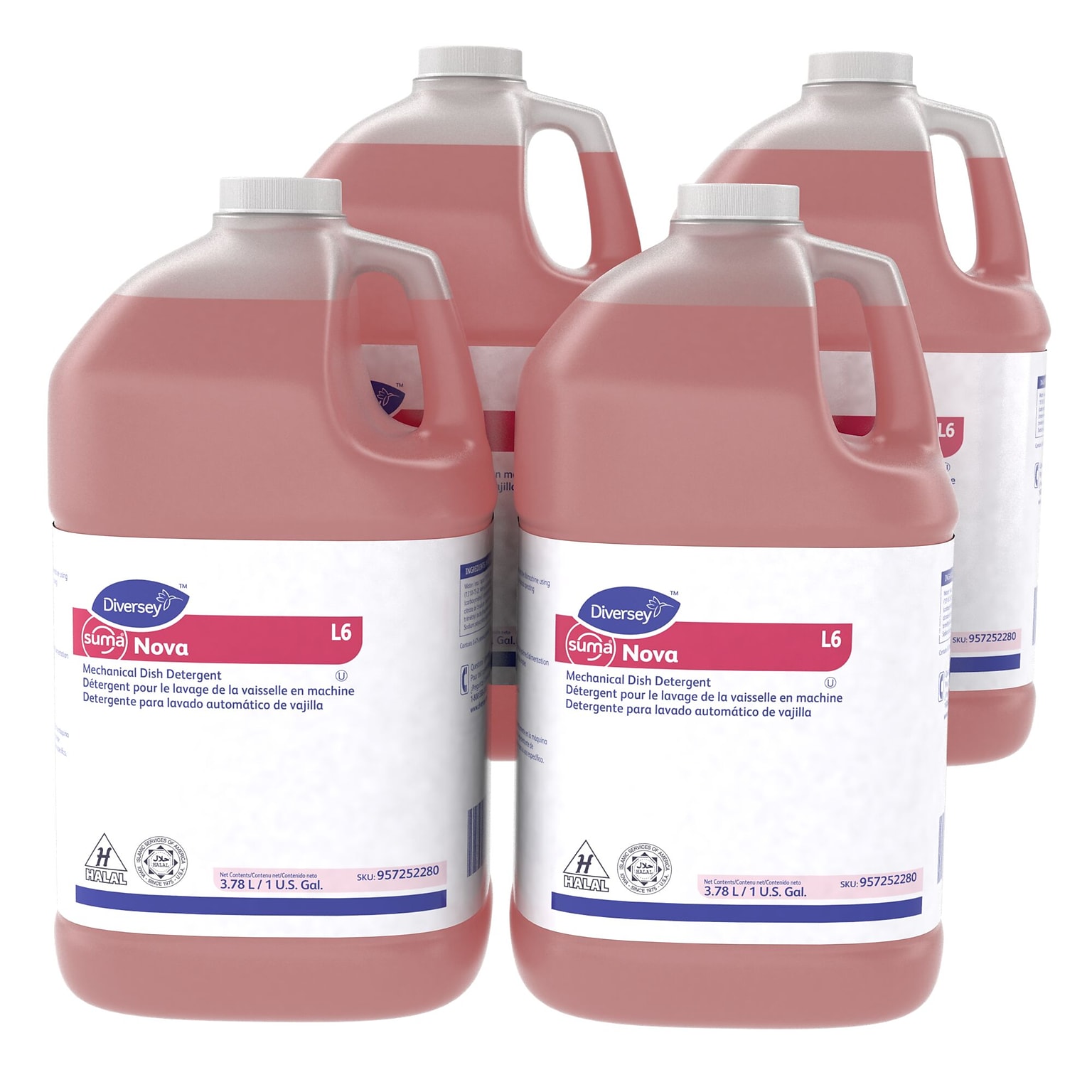 SUMA Nova Dishwasher Detergent Liquid, Clean Scent, 1  Gallon, 4/Carton (957252280)