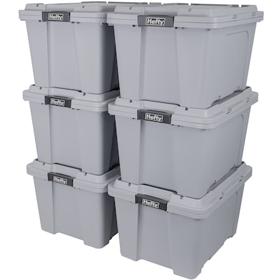 Hefty 72qt Clear Hi-Rise Storage bin with Stackable Lid Gray