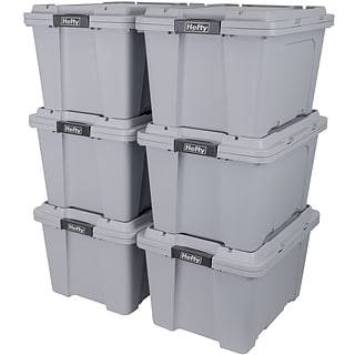 Hefty MAX Pro 72 Quart Storage Tote Gray, 6/Pack (7170HFTCOM52252