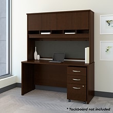 Bush Business Furniture Westfield 60W x 24D Office Desk with Hutch and Mobile File Cabinet, Mocha Ch