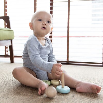 Plan Toys First Stacking Ring Pastel Baby Toy, Multicolored, 5/Pack (PTS5380)