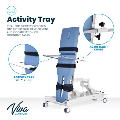 Viva Comfort Electric Height Adjustable Physical Therapy Tilt Table with Straps, 485 lbs. Capacity, Blue (ADI903-05-MK)