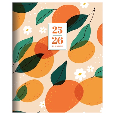 2025-2026 TF Publishing Oranges and Peaches 9 x 11 Academic Year Monthly Planner, Paperboard Cover