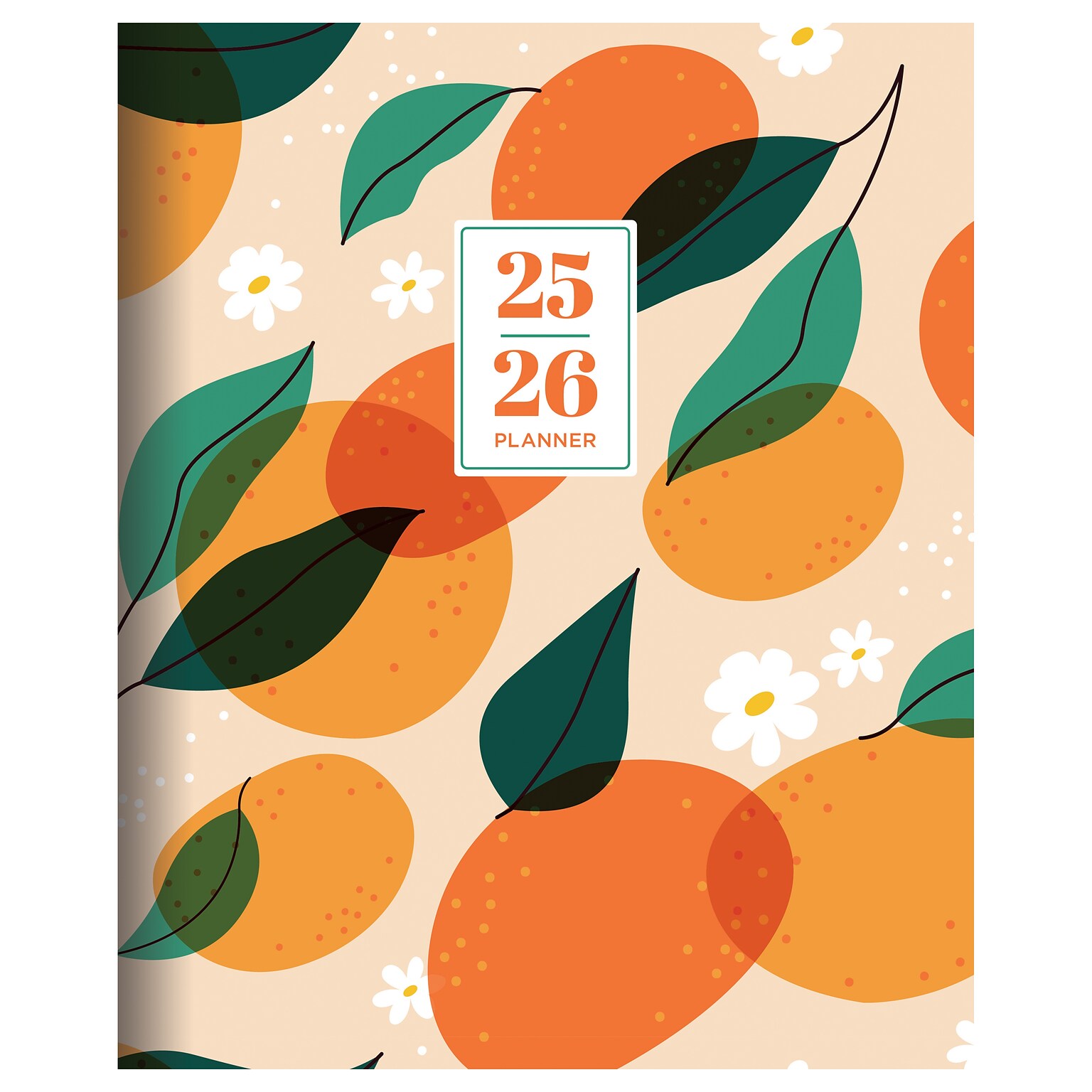 2025-2026 TF Publishing Oranges and Peaches 9 x 11 Academic Year Monthly Planner, Paperboard Cover, Multicolored (AY26-4508)