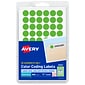Avery Hand Written Color Coding Labels, 1/2" Dia., Neon Green, 60/Sheet, 14 Sheets/Pack (5052)