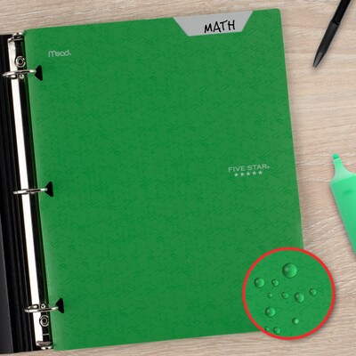 Five Star Stay Put  3-Hole Punched 2 Pocket Plastic Folder, Retro Green (333420E-ECM26)
