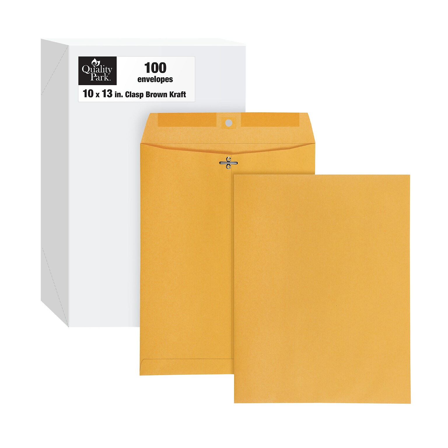 Quality Park Clasp & Moistenable Glue Kraft Catalog Envelopes, 10 x 13, Brown Kraft, 100/Box (QUA37897)