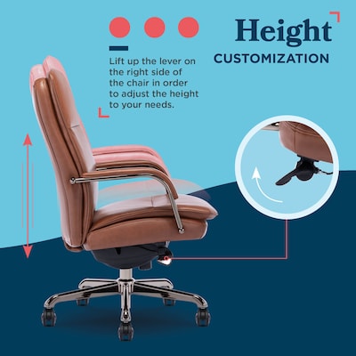 La-Z-Boy Opus Ergonomic Bonded Leather Swivel Executive Chair, Cognac and Graphite (CCHR10015C)