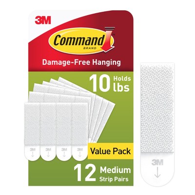 Command Medium Hanging Strips, 10 lb., White, 12/Pack (17204-12ES)