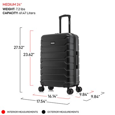 InUSA Trend 24" Hardside Suitcase, 4-Wheeled Spinner, TSA Checkpoint Friendly, Black (IUTRE00M-BLK)