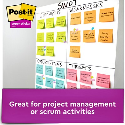 Post-it Super Sticky Notes, 3" x 3", Supernova Neons, 70 Sheets/Pad, 24 Pads/Pack (654-24SSMIA-CP)