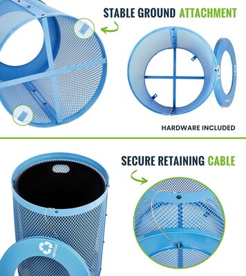Alpine Industries 4460 Steel Mesh Recycling Bin, 36 Gallon, Blue (ALP4460-01-C)