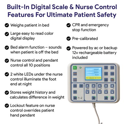 Medacure Electric Bariatric Adjustable Hospital Bed w/ Built in Scale, 10 Function Hand Pendant, 750 lb., Maple (MC-LXBARISMP)