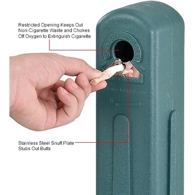 Global Industrial Outdoor Ashtray, 1-1/2 Gallon, Green (261391GN)