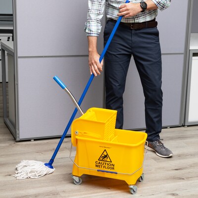 Mind Reader Mobile Mop Bucket & Wringer, 22 Quart, Yellow (MOPT20-YLW)
