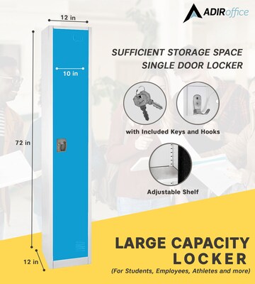 AdirOffice 72'' Single Tier Blue Storage Locker, 4/Pack (629-201-BLU-4PK)