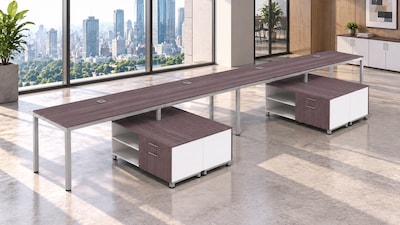 Boss Office Products Simple System 66"W Desk with Storage Cabinet, Driftwood, 4/Set (SGSD011-102)