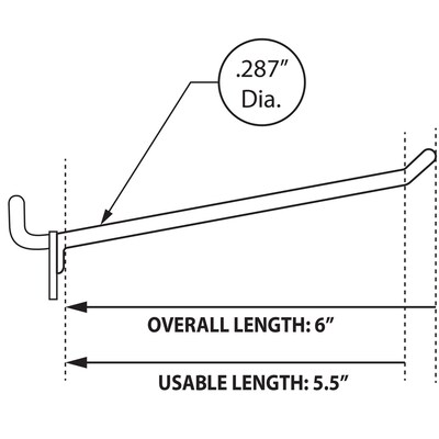 Azar Displays Black Plastic Hook 6 inch 50/Pack