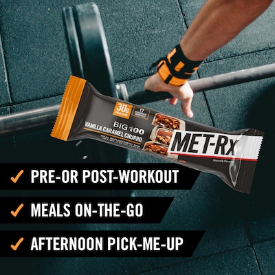 MET-Rx Gluten Free Vanilla Caramel Churro Protein Bar, 9 Bars/Box (080442)