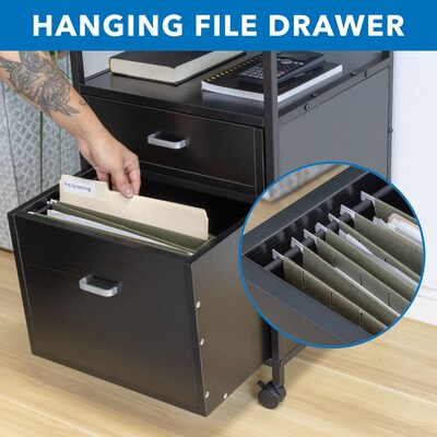 Mount-It! 2-Drawer Mobile File Cabinet, Rolling With Casters, Black (MI-943)
