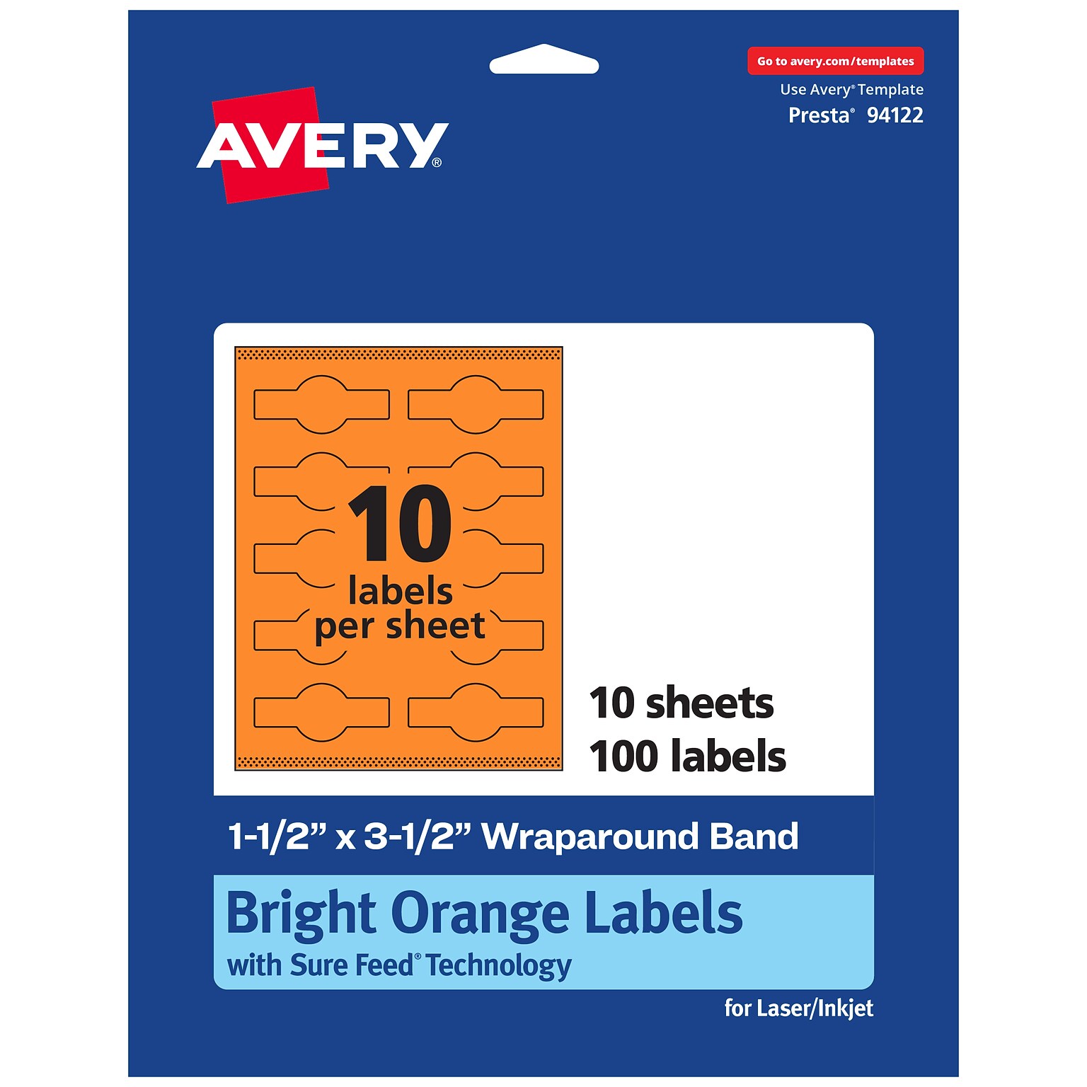 Avery Decorative Edge Multipurpose Labels, 1.5 x 3.5, Bright Orange, 100/Pack (94122)