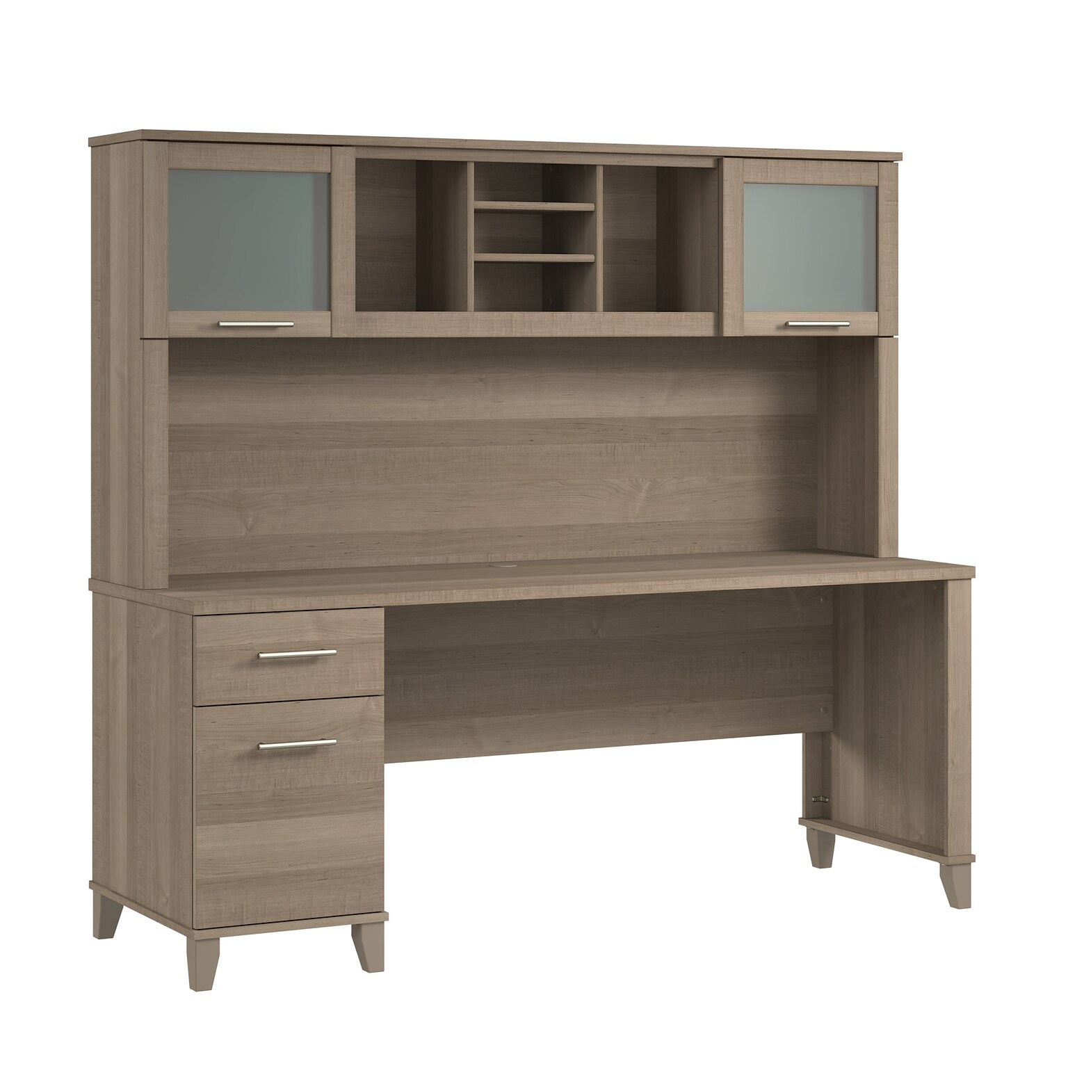 Bush Home Somerset 72W Office Desk with Drawers and Hutch, Ash Gray (SET018AG)